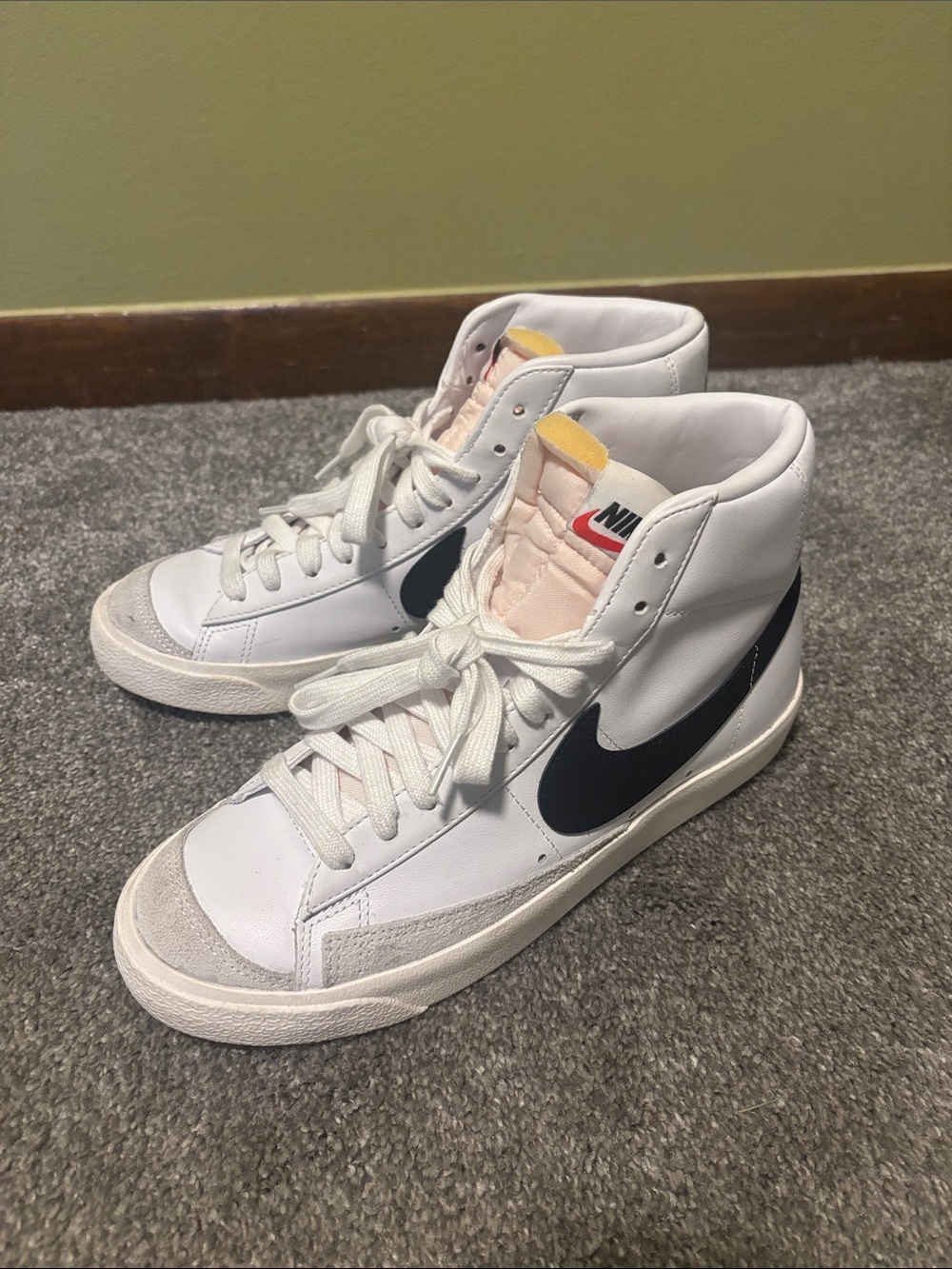 Nike blazer White High-Top Sneakers with Black Swoosh